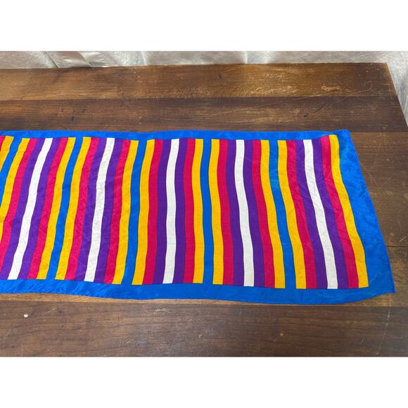 Elaine Gold For Collection XIIX Ltd. 100% Silk Striped Scarf Women's Accessory - Picture 9 of 12